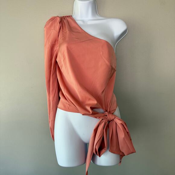 Lovers and Friends Kendall Blouse One Shoulder Guava Pink Satin Sz XS Feminine - Picture 3 of 15